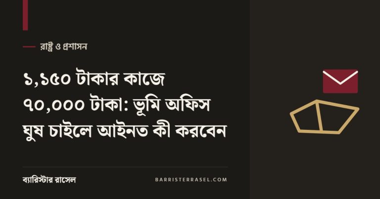 ১,১৫০ টাকার কাজে ৭০,০০০ টাকা: ভূমি অফিস ঘুষ চাইলে আইনত কী করবেন